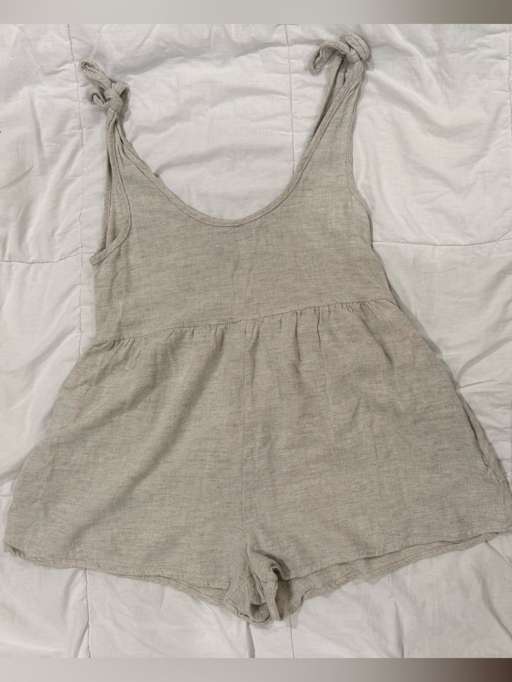 Princess Polly Cream Linen-Blend Sleeveless Romper